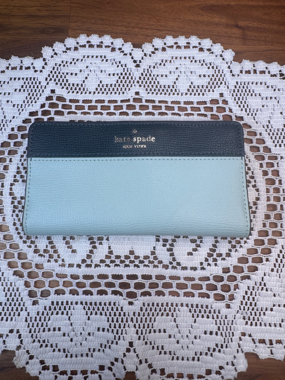 kate spade Green Tone Darcy Large Slim Bifold Wallet.
